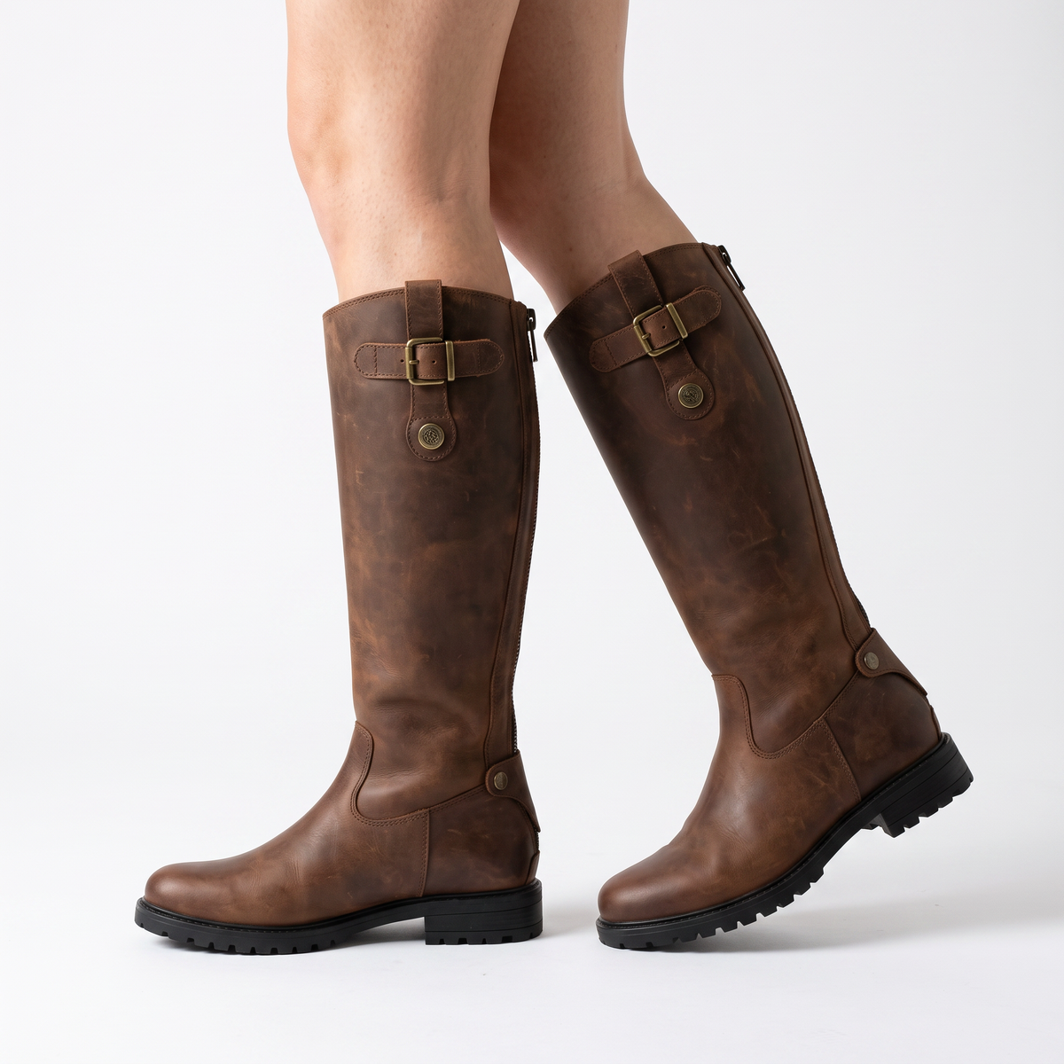 Botines Mujer Hebilla de Piel Cómoda