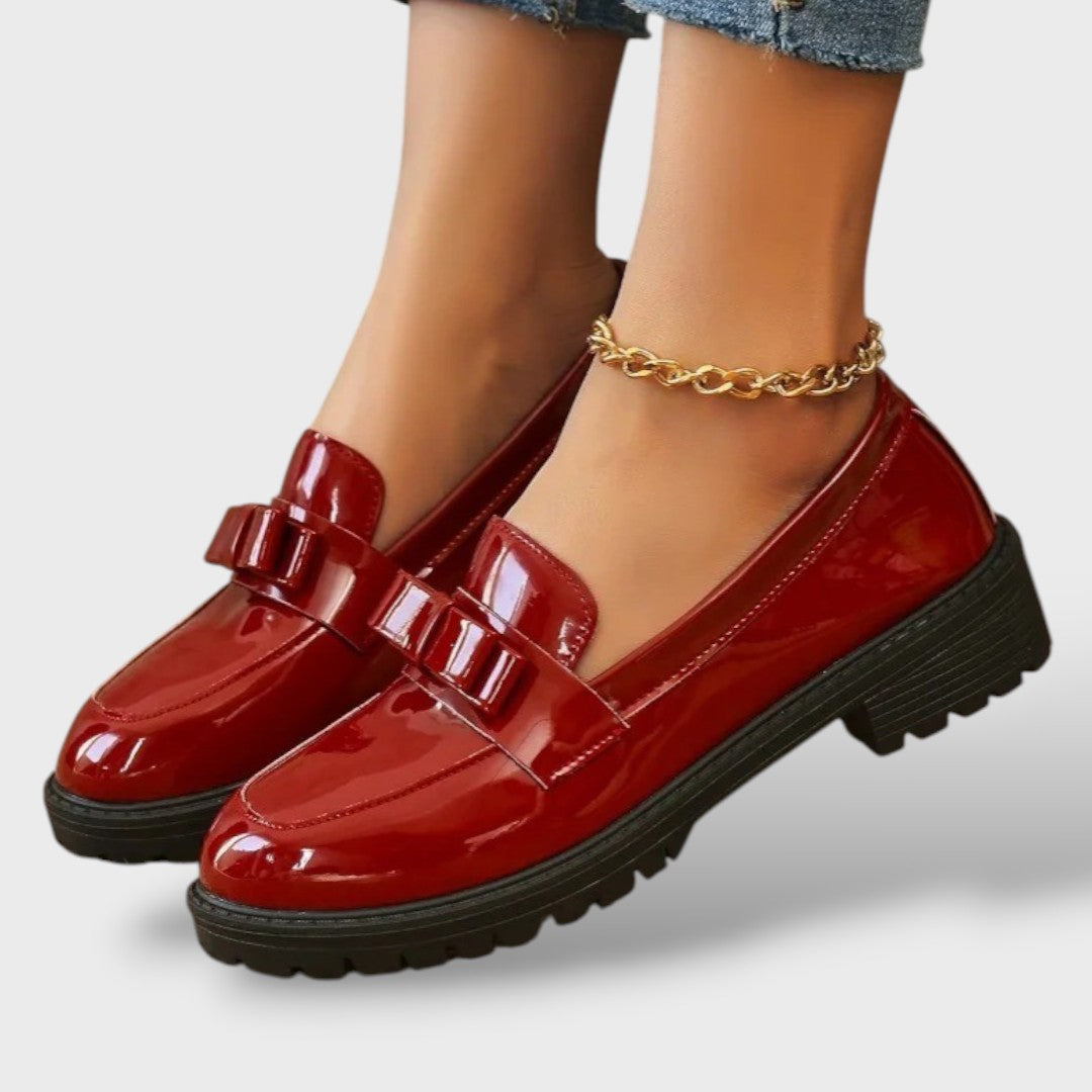 Mocasines Mujer Charol con Lazo
