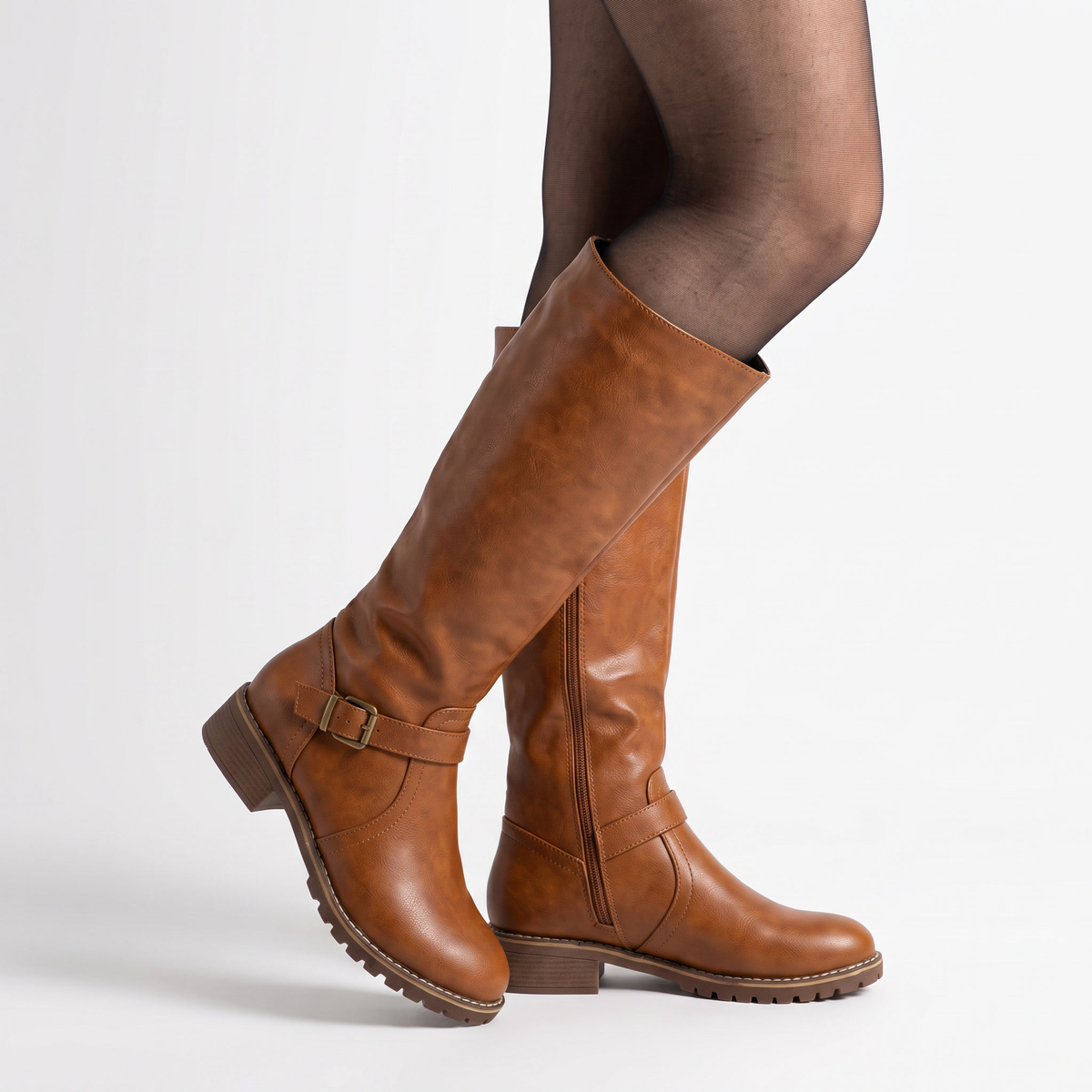 Botas Altas Mujer Hebilla de Piel