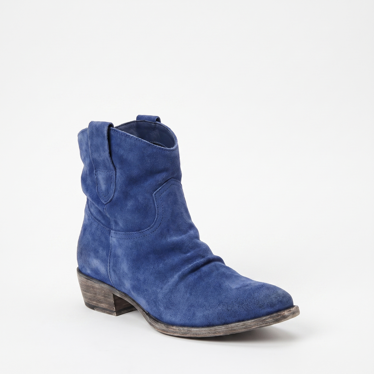 Botines Mujer Western Desgastado Tacón Ancho