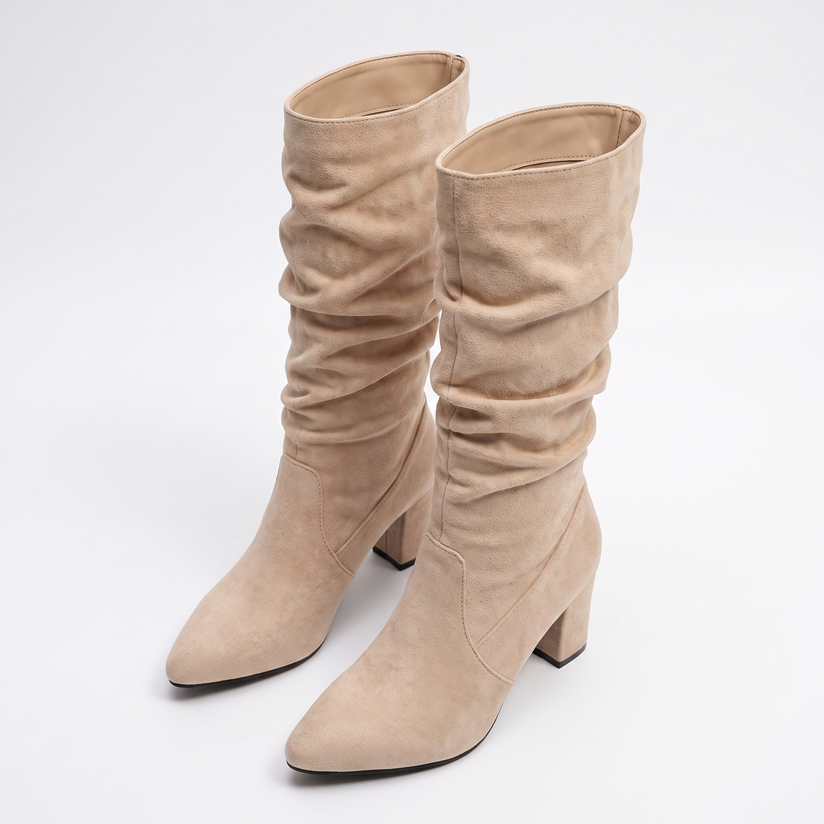 Botas Altas Mujer Tacón Ancho de Ante