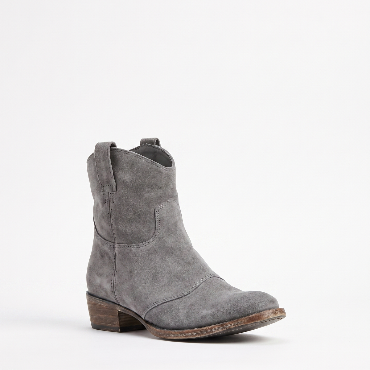 Botines Mujer Western Desgastado Tacón Ancho