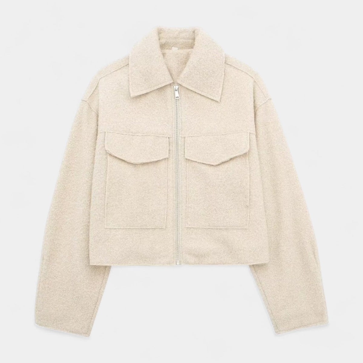 Chaqueta Mujer Paño Texturizada Cuello Recto