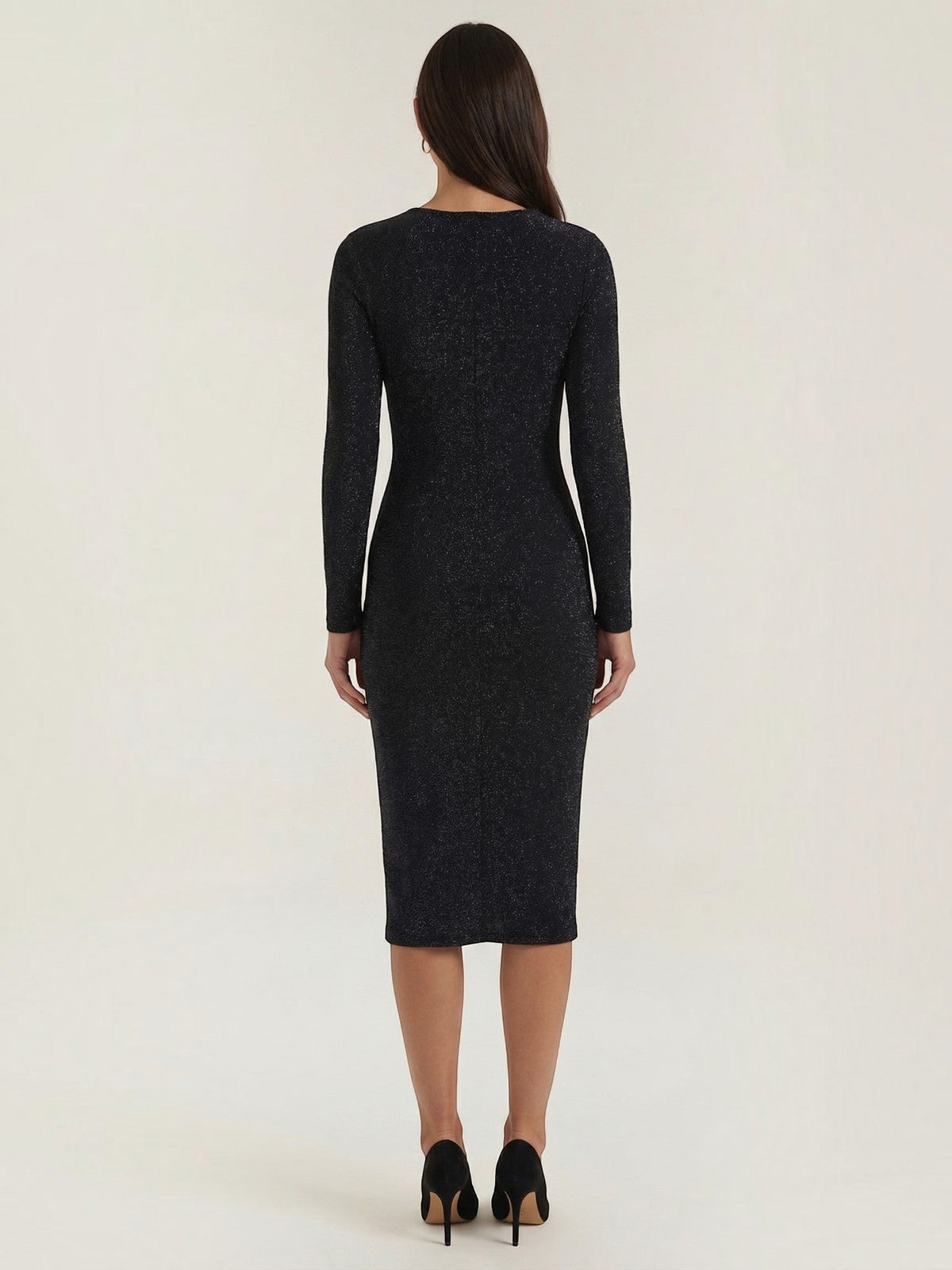 Vestido Midi Ajustado Mujer con Efecto Glitter - Vista 4