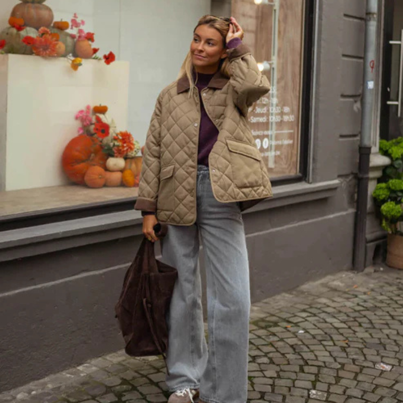 Chaqueta Acolchada de Algodón Mujer Estilo Retro para Entretiempo - Vista 5