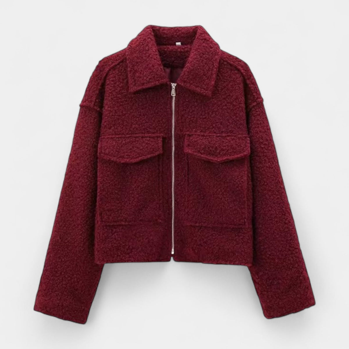 Chaqueta Mujer Paño Texturizada Cuello Recto