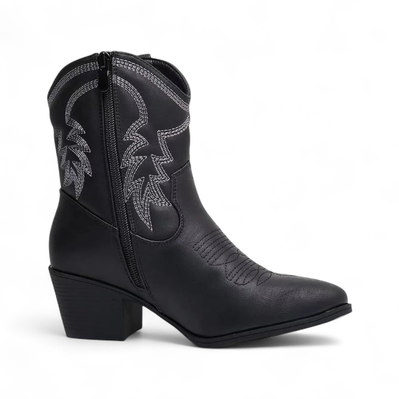 Botas Cowboy Mujer Camperas Muy Bajas Bordadas a la Altura del Tobillo