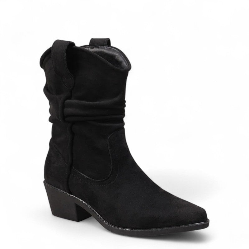 Botines Slouch Mujer de Ante con Tacón Bajo