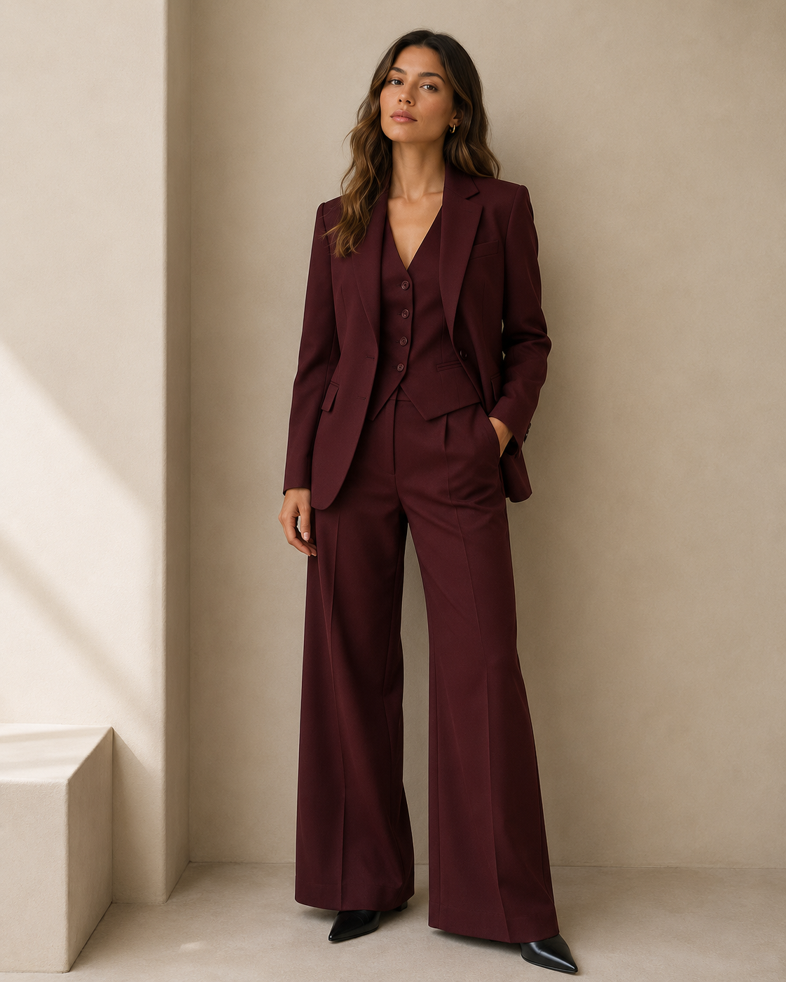Traje Mujer 3 Piezas con Blazer Entallado y Chaleco - Vista 2