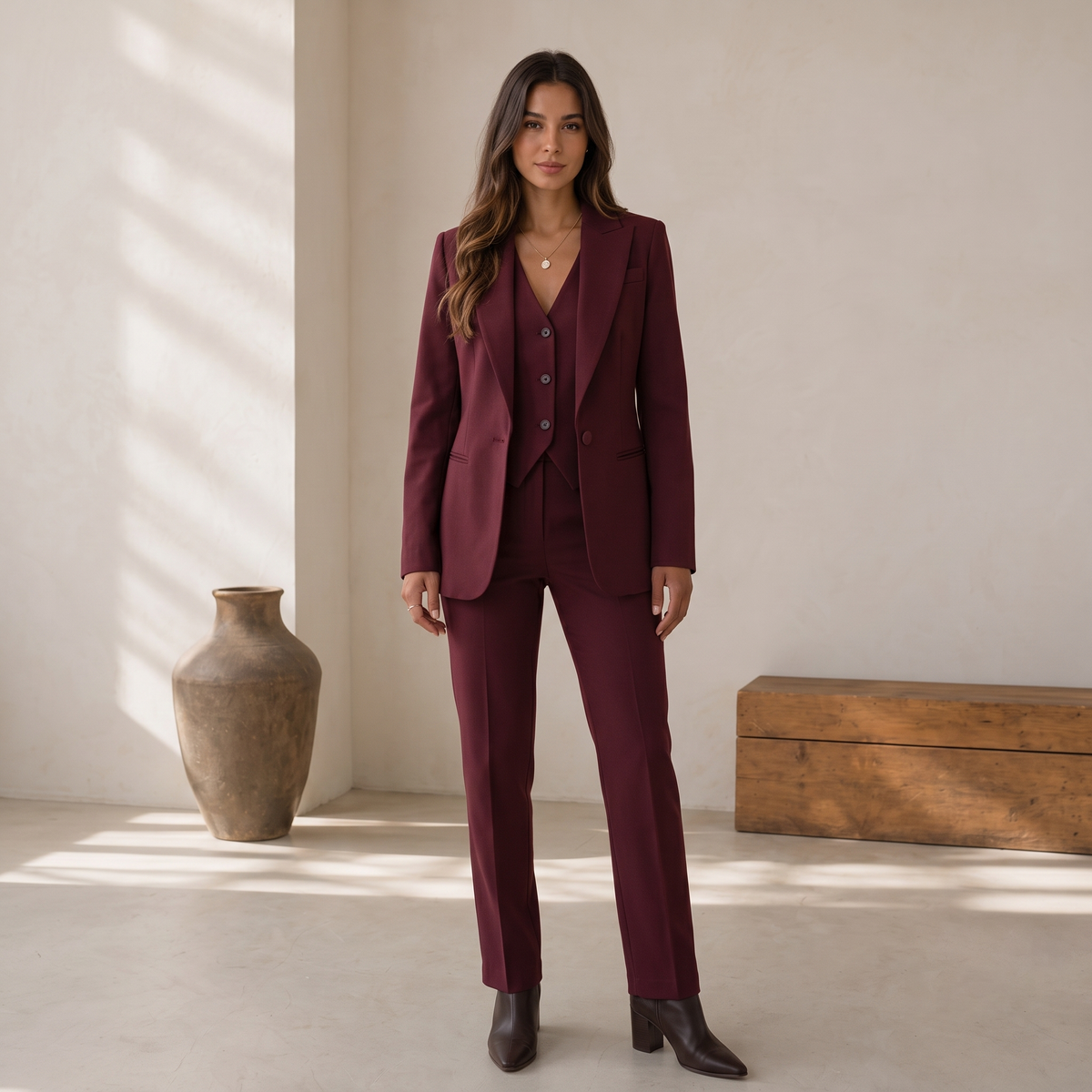 Traje Chaqueta Mujer con Chaleco y Pantalón de Pierna Recta - Vista 5