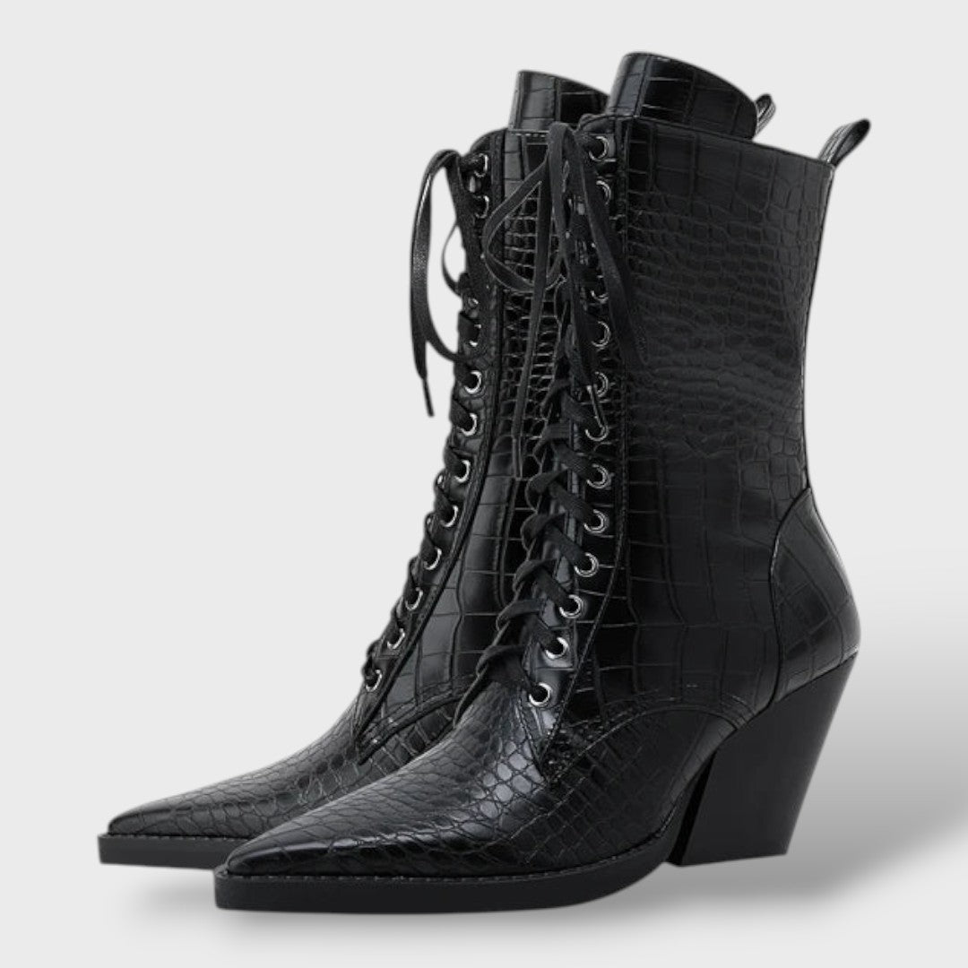 Botines Mujer Estilo Western con Cordones