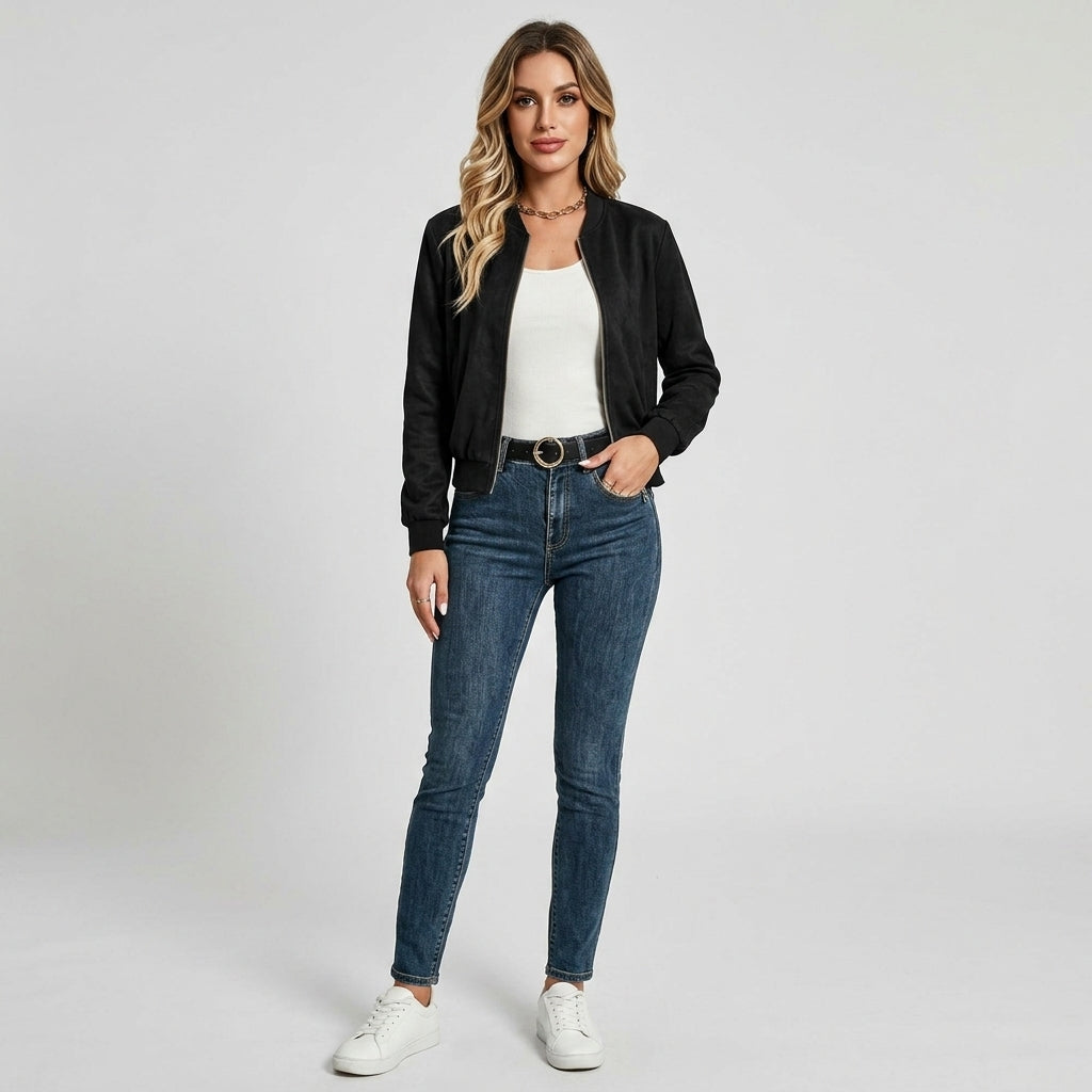Chaqueta Efecto Ante Mujer Manga Larga de Color Liso - vista 6