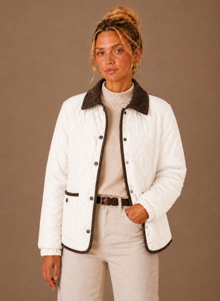 Chaqueta Acolchada Mujer Cuello Contraste Ligera