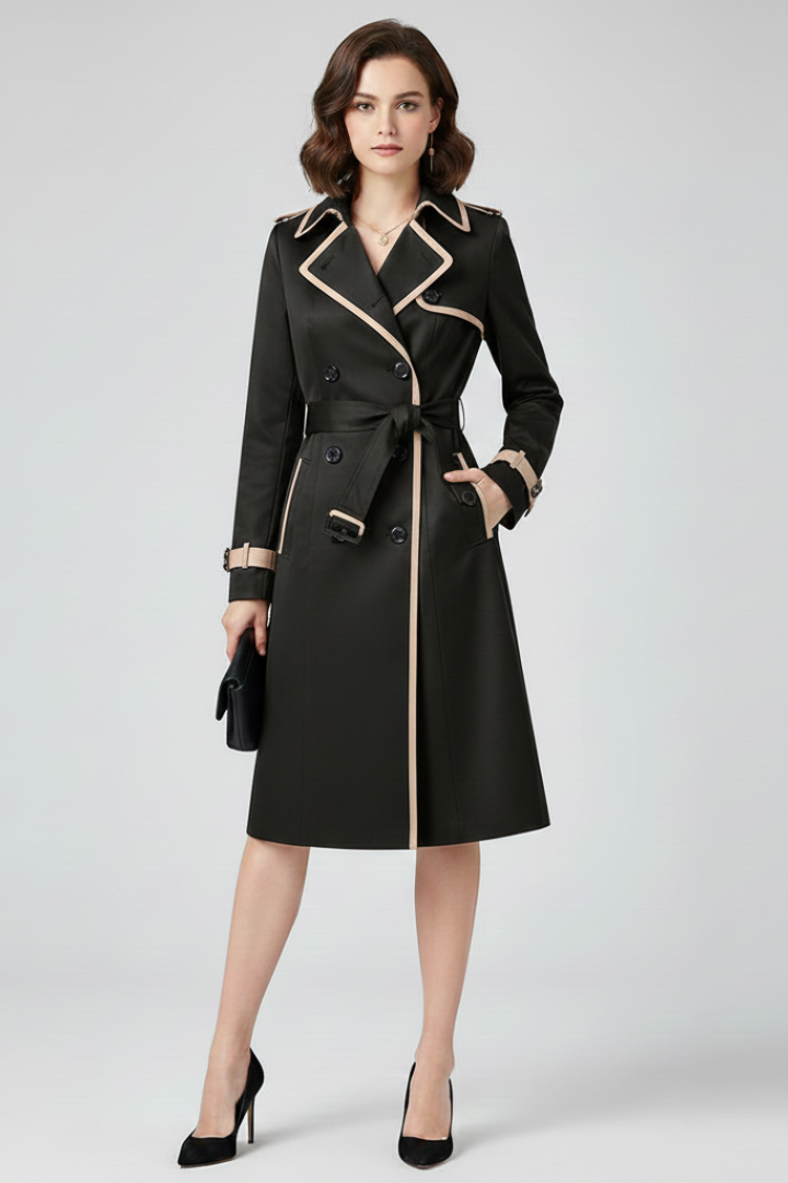 Trench Mujer Largo con Cinturón Ajustable y Acabado Texturizado - vista 6