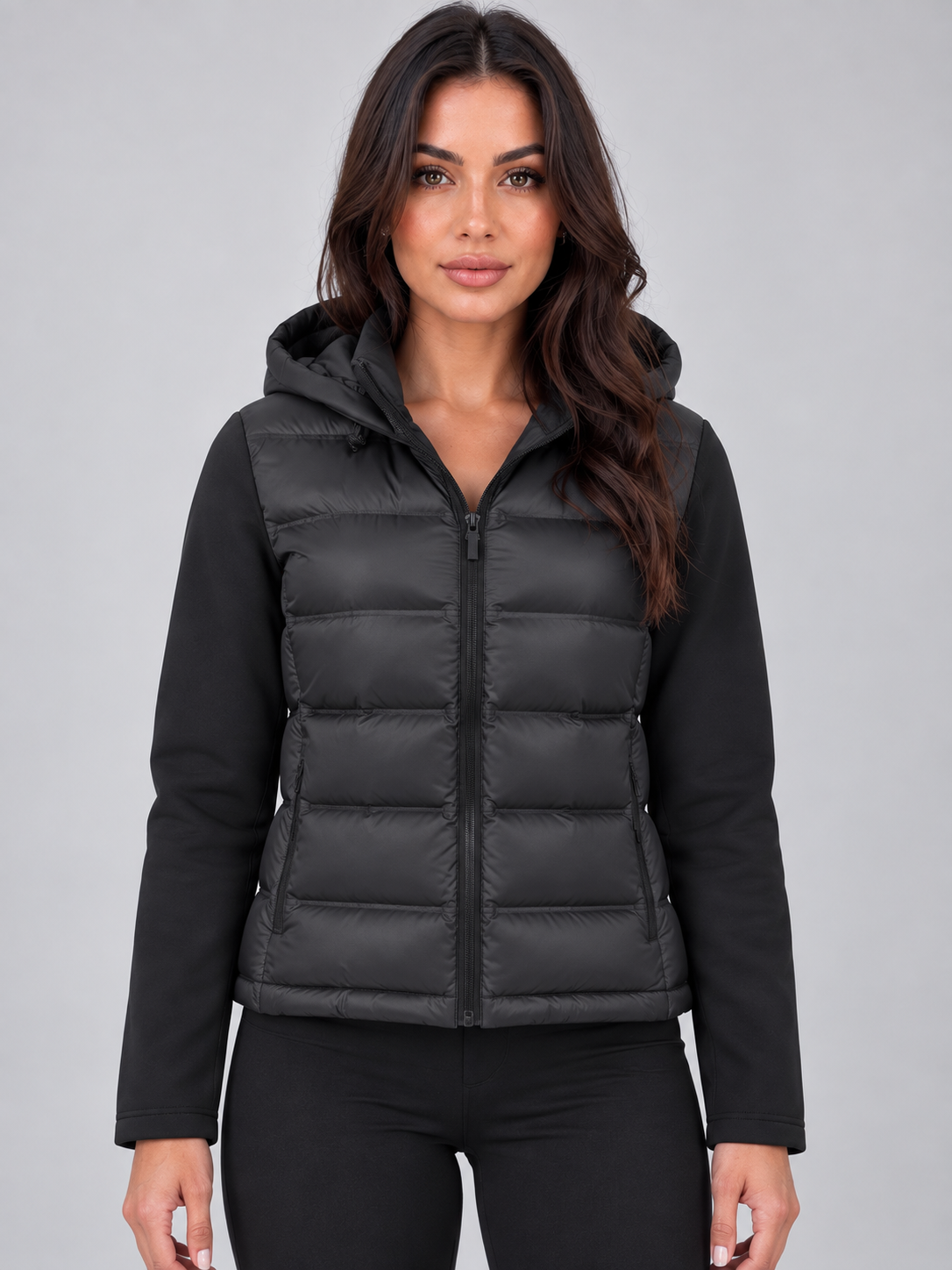 Chaqueta Acolchada Mujer Corta con Capucha y Cremallera Completa - Vista 1