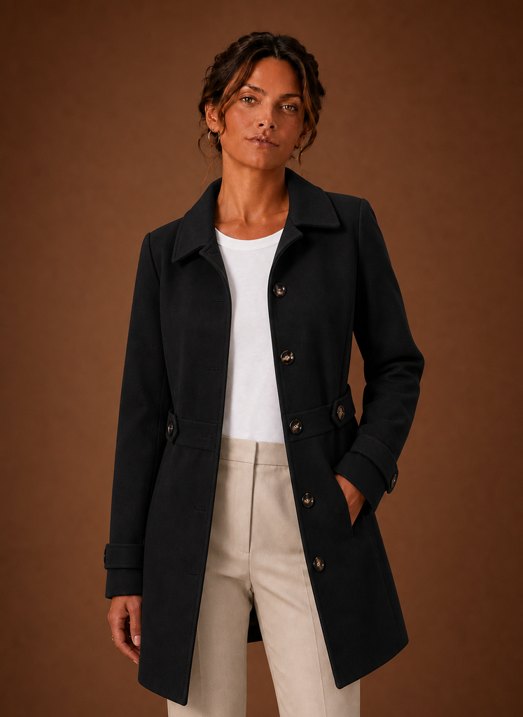 Trench Mujer Botones Largo Medio Clásico