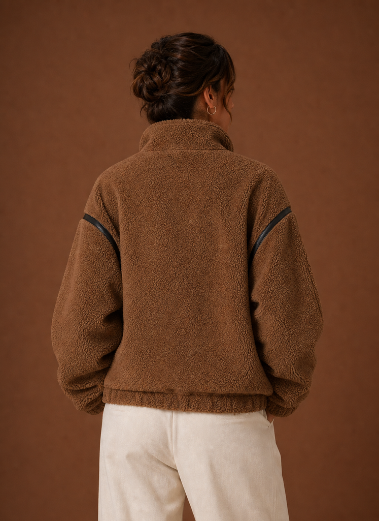 Chaqueta Borreguito Mujer Cremallera Cuello Alto