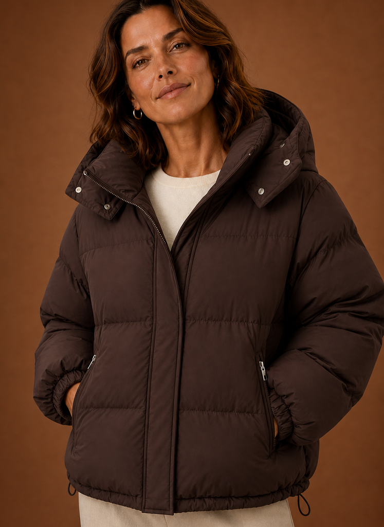 Plumífero Mujer Oversize Marrón Chocolate Cálido