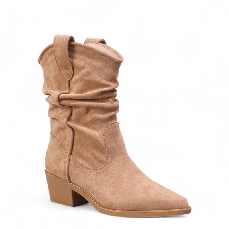 Botines Slouch Mujer de Ante con Tacón Bajo