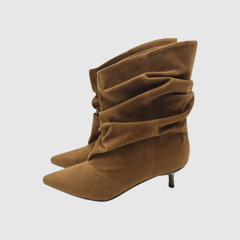 Botines Mujer Punta Fina Plisados