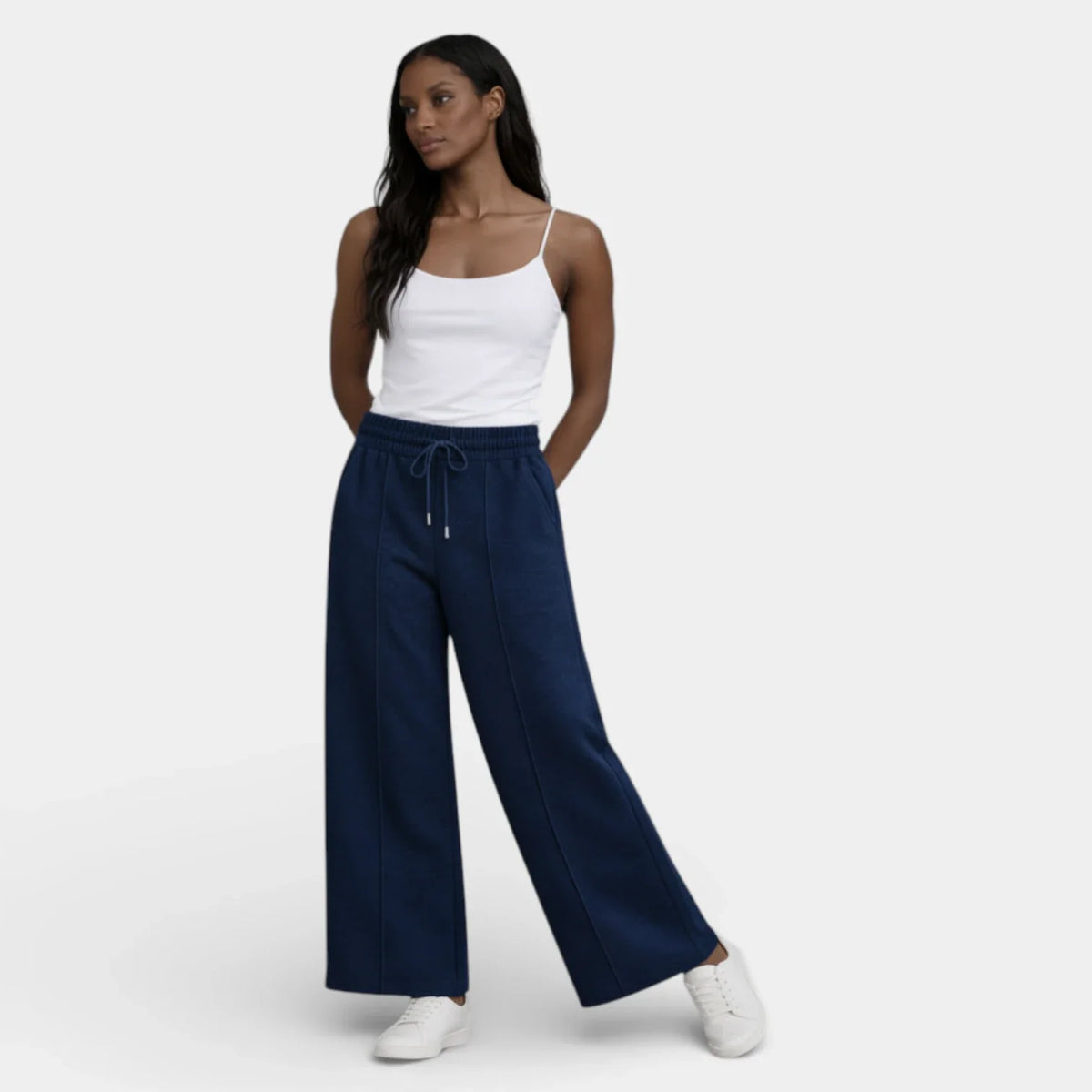 Pantalón Ancho Mujer Lino Cordón