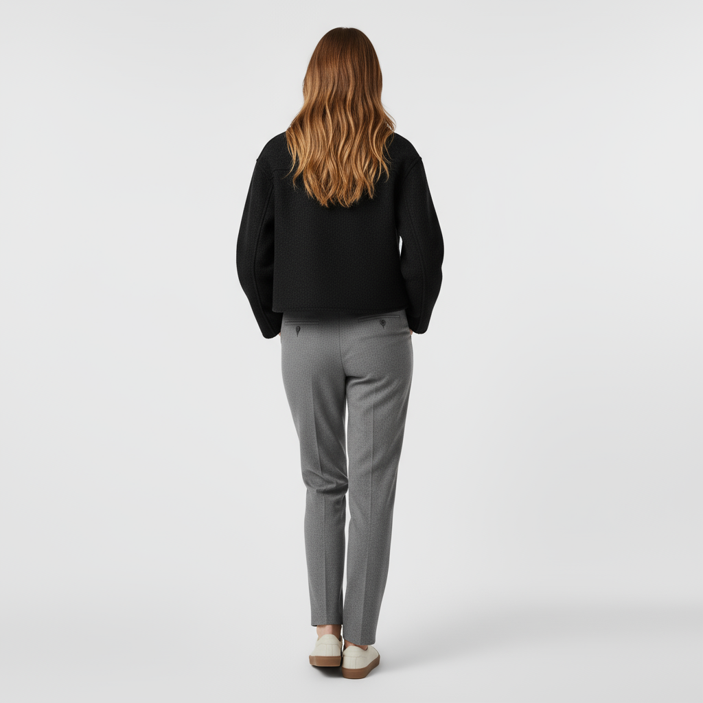 Chaqueta Mujer Paño Texturizada Cuello Recto