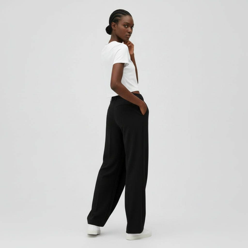 Pantalón Ancho Mujer Lino Cruzado