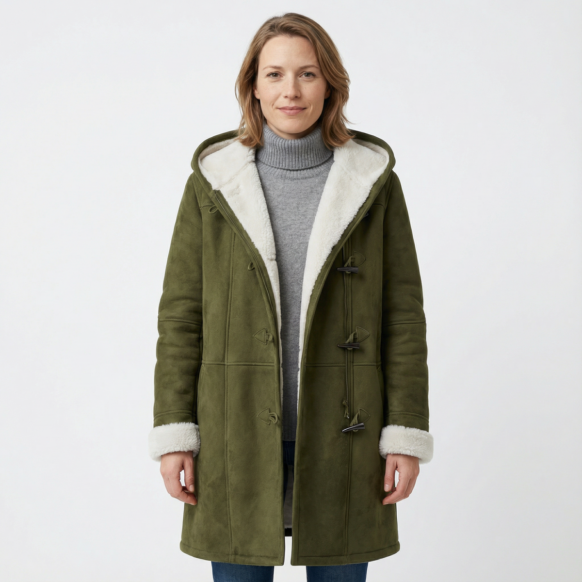 Abrigo Tipo Duffle de Fleece con Capucha