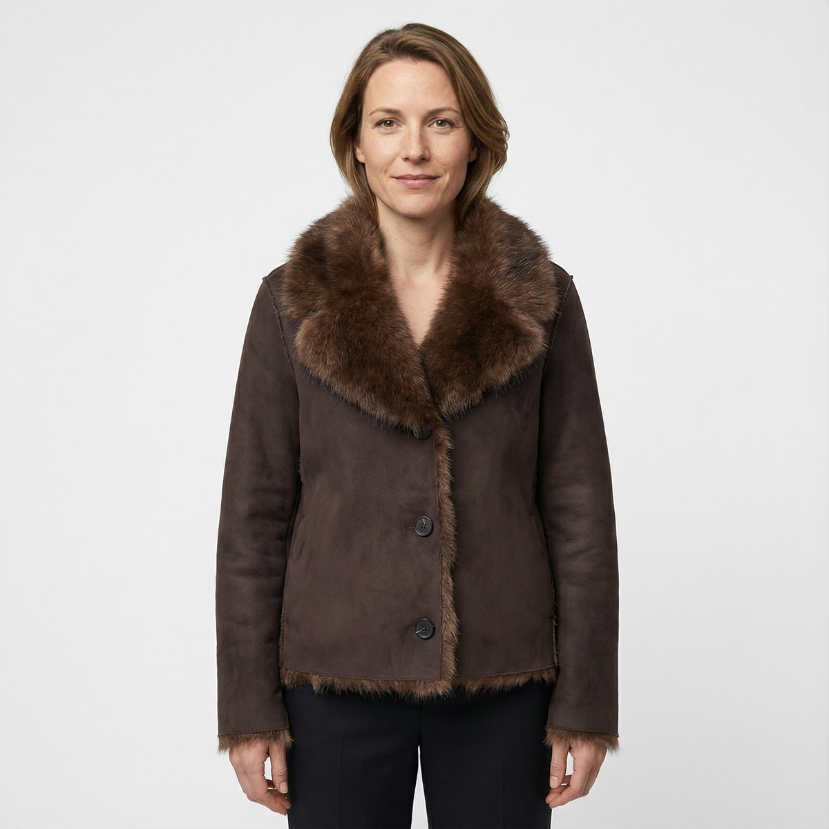 Cazadora Reversible con Cuello Voluminoso y Botones