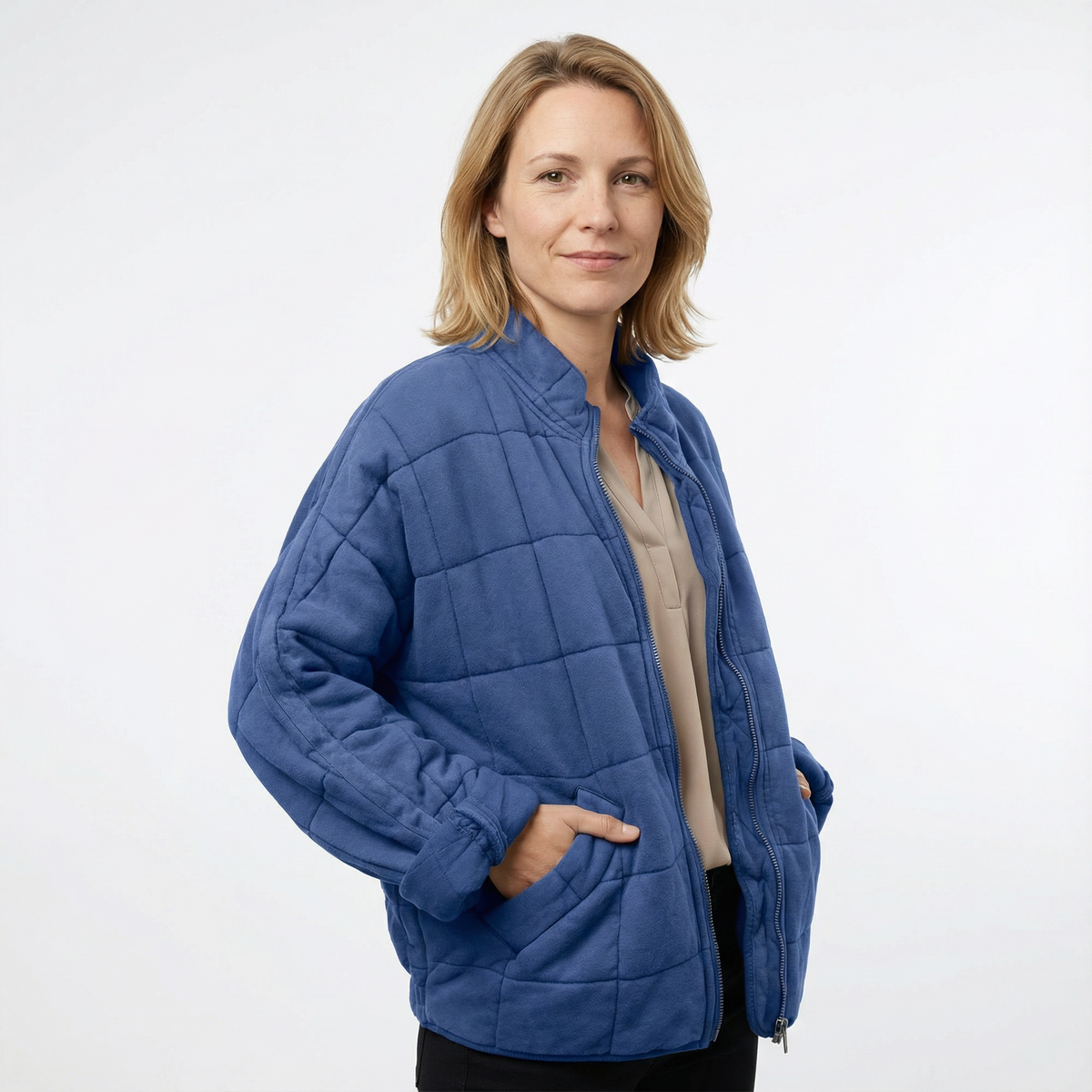 Chaqueta Acolchada Oversize con Cuello Alto