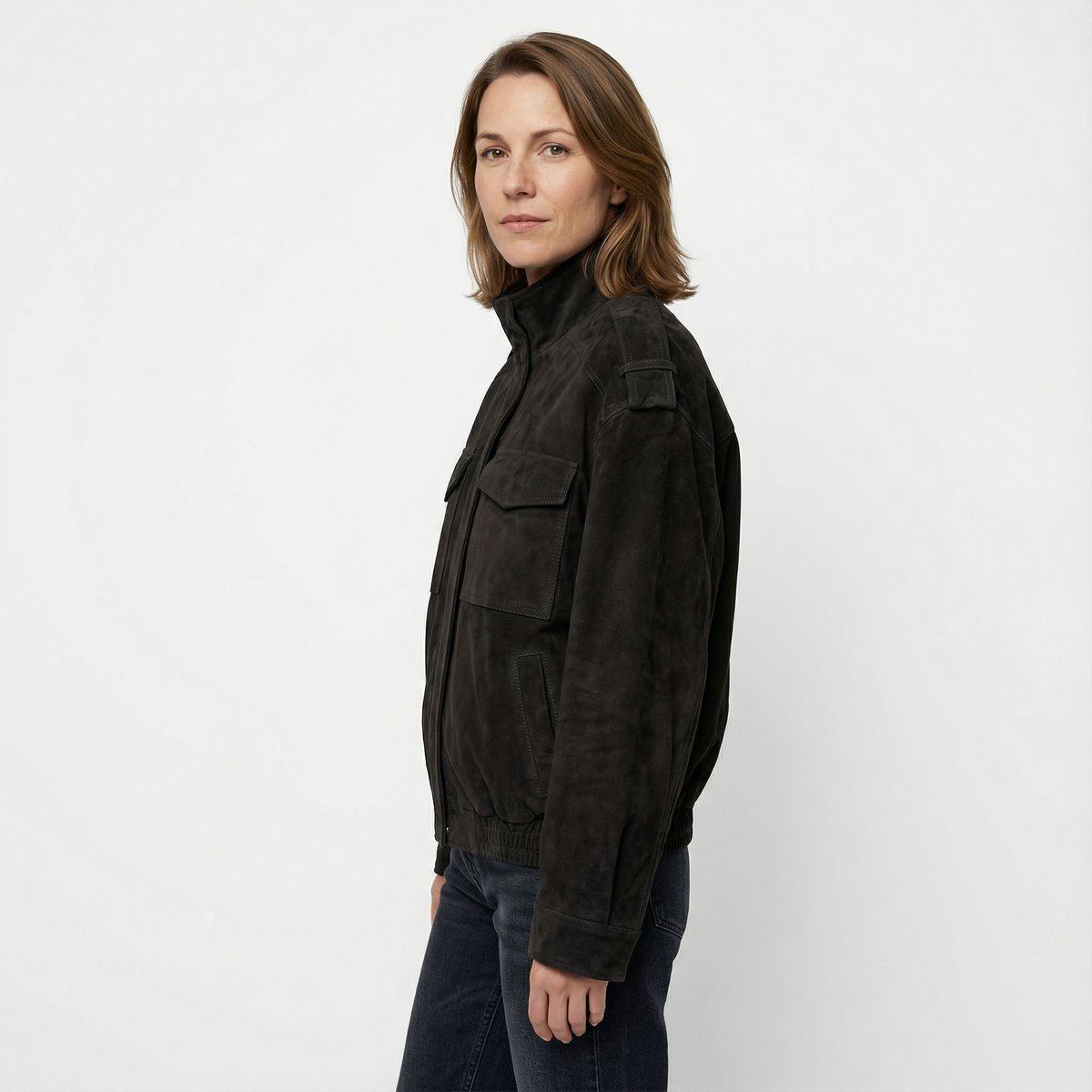 Cazadora Bomber de Ante Loose Fit