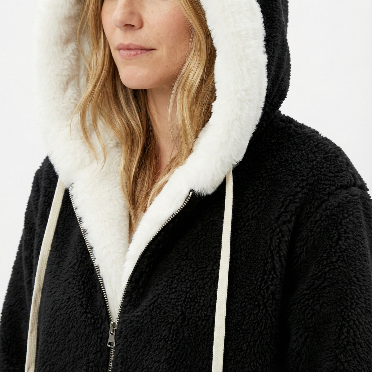 Cazadora Oversize con Capucha Afelpada y Cremallera
