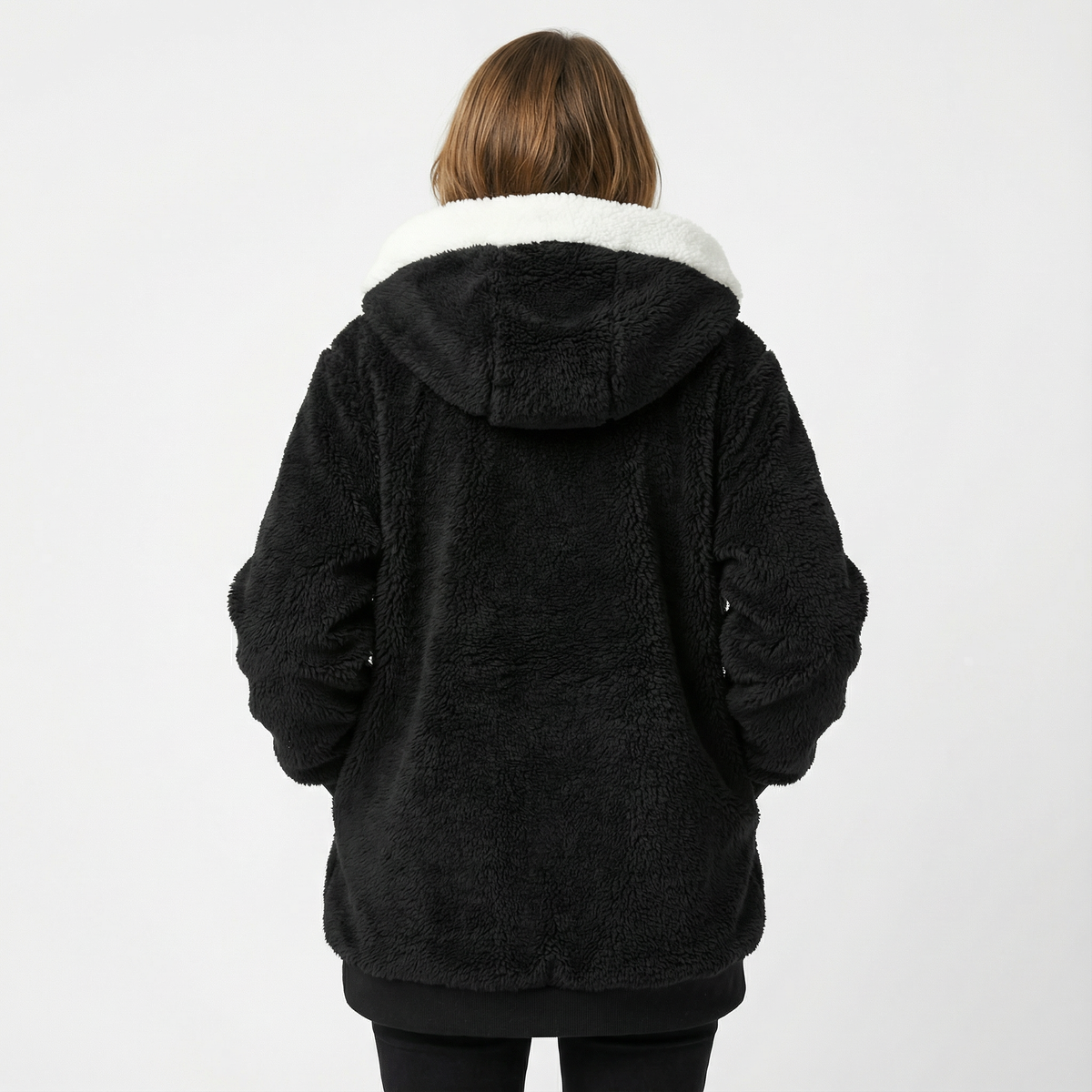 Cazadora Oversize con Capucha Afelpada y Cremallera