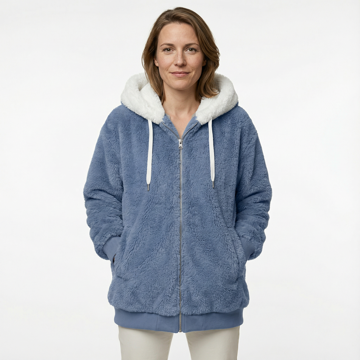 Cazadora Oversize con Capucha Afelpada y Cremallera