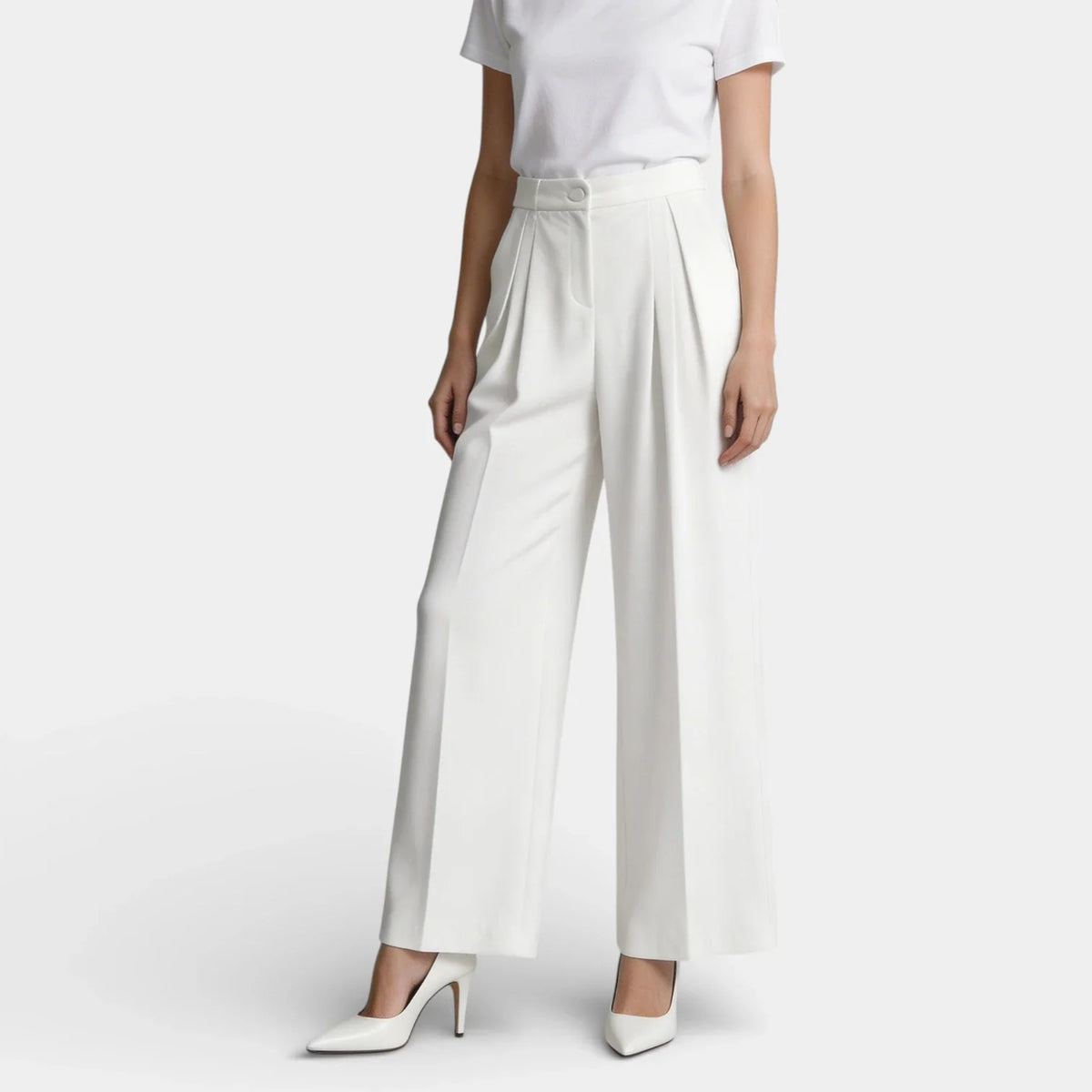 Pantalón Ancho Mujer Tiro Alto Plisado