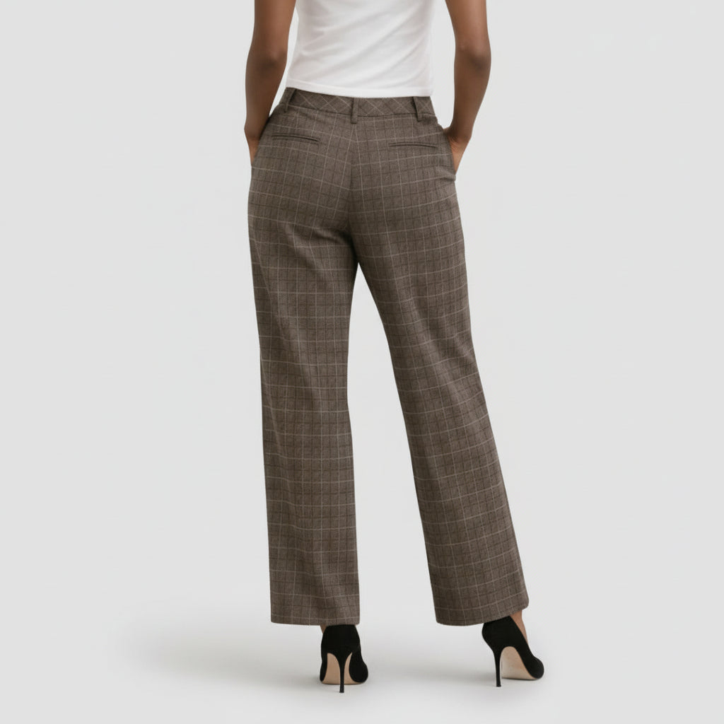 Pantalón de Punto Cuadros Tiro Alto