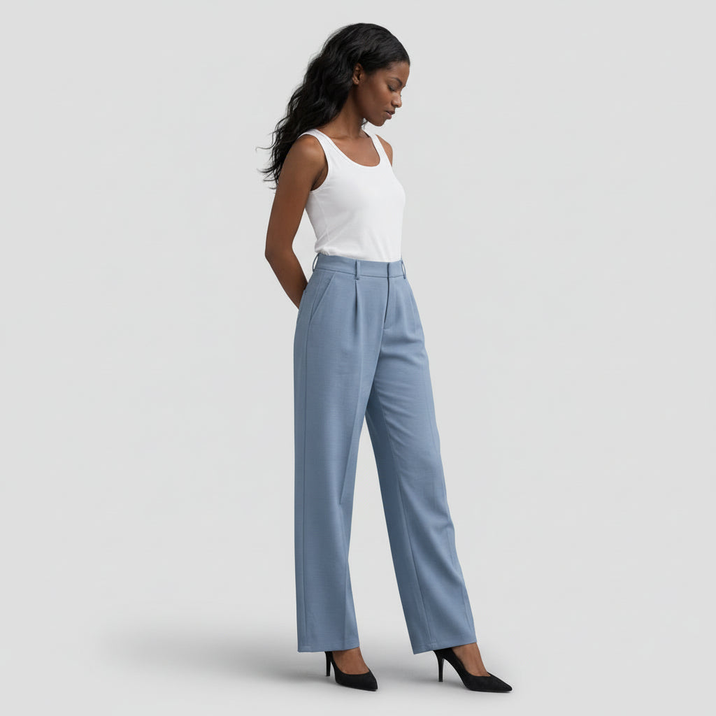 Pantalón Ancho Mujer Tiro Alto Pinzas