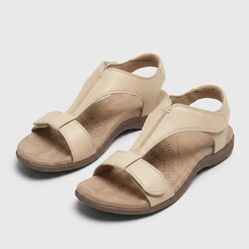Sandalias Planas Mujer Brida en T Velcro