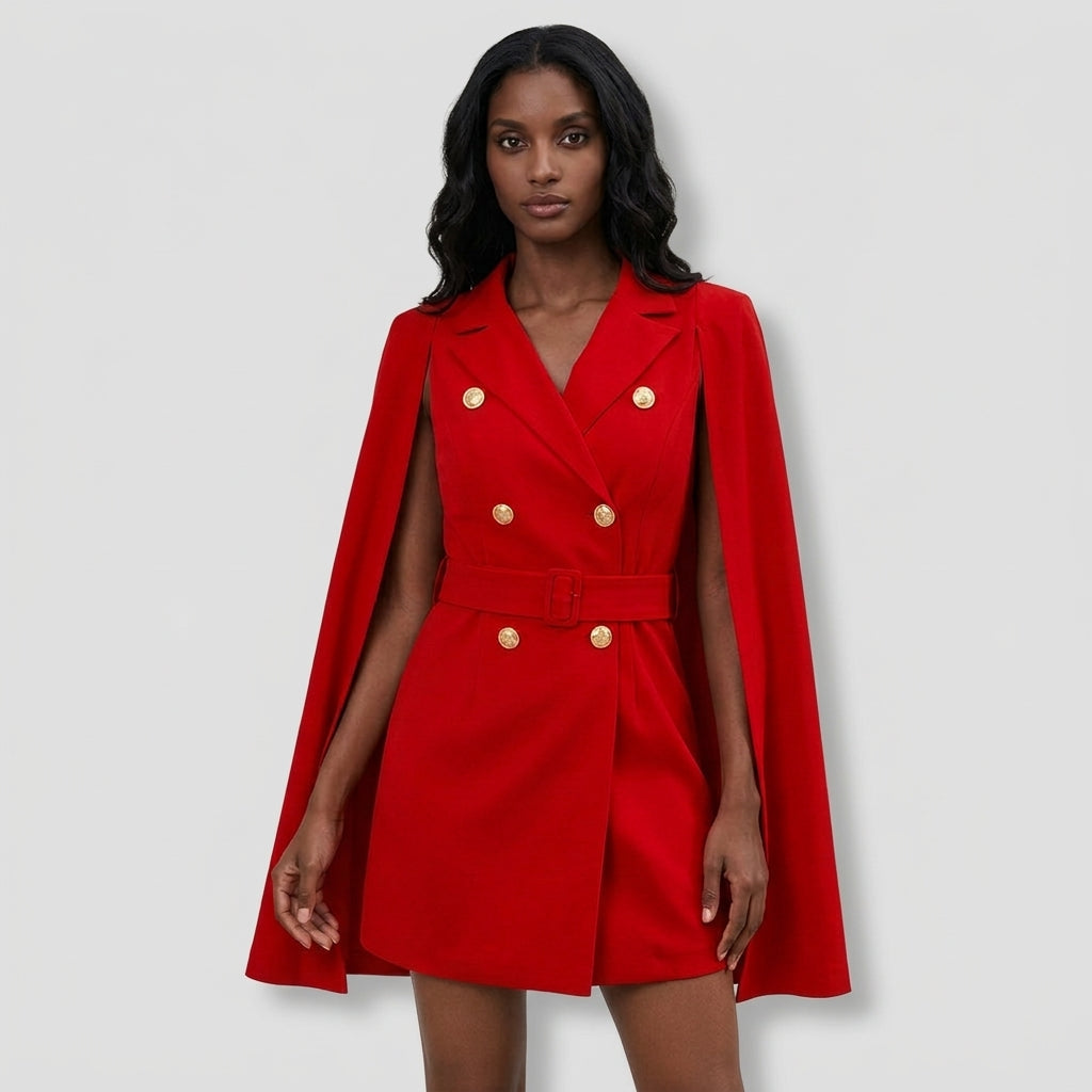 Blazer Mujer Cruzado Cinturón Botones Dorados