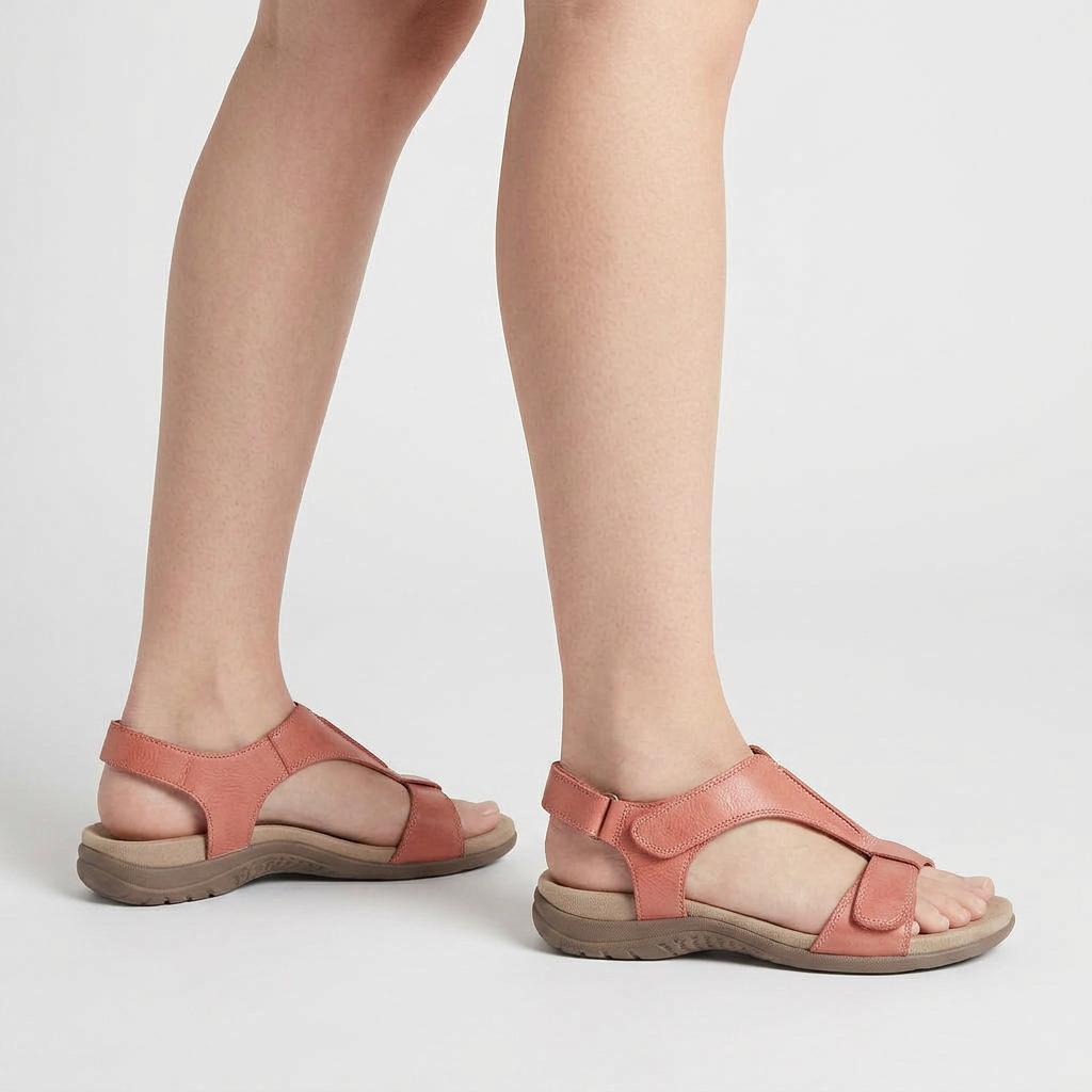 Sandalias Planas Mujer Brida en T Velcro