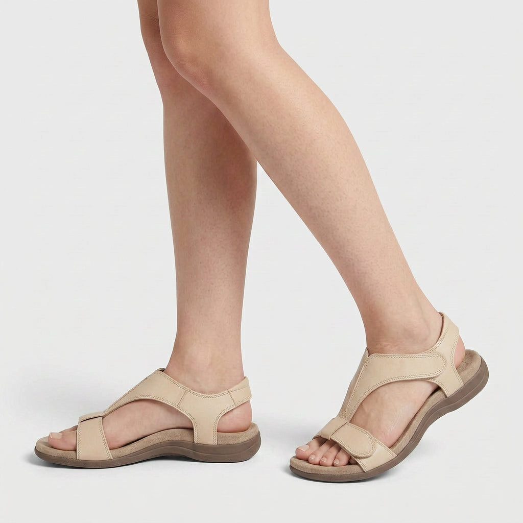 Sandalias Planas Mujer Brida en T Velcro