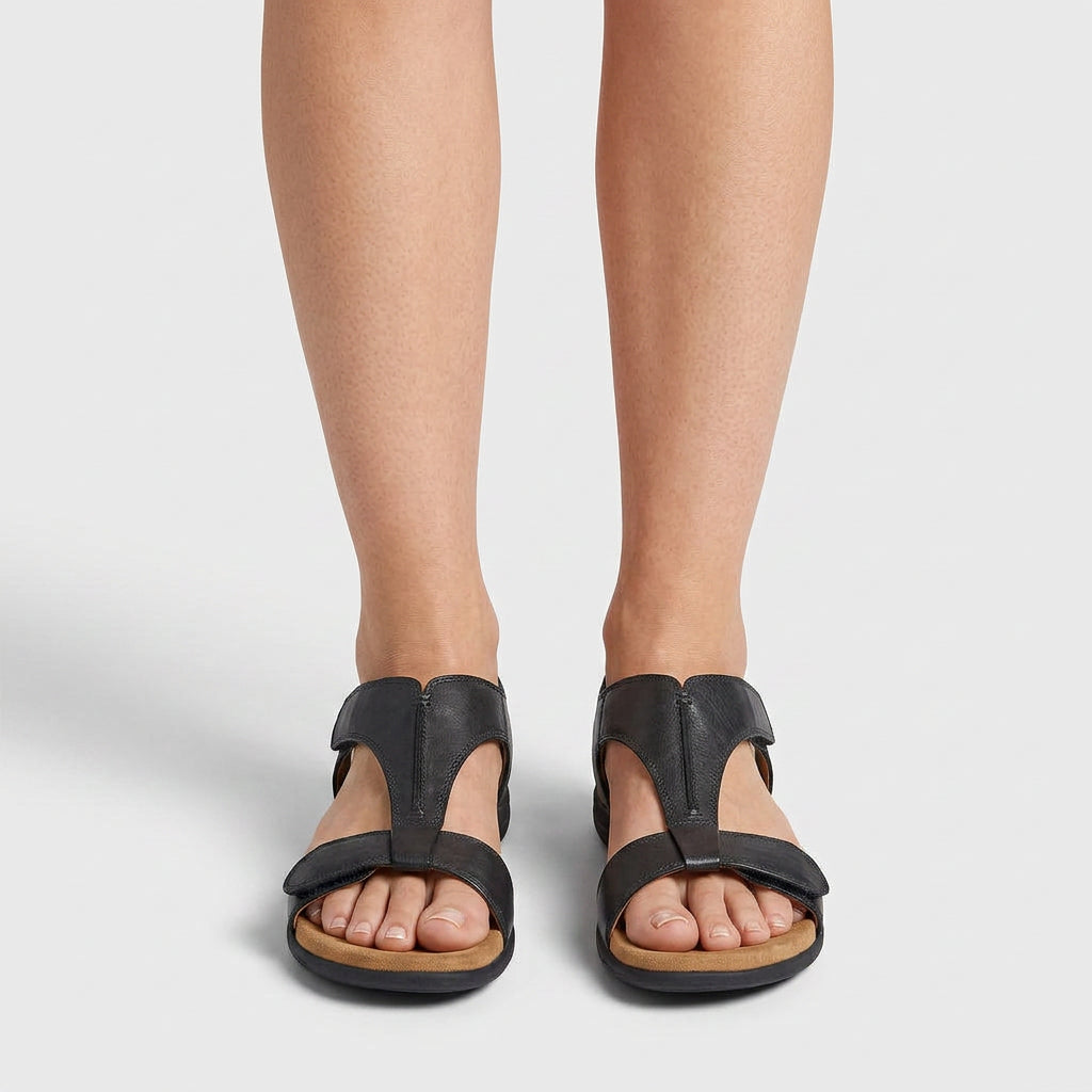 Sandalias Planas Mujer Brida en T Velcro