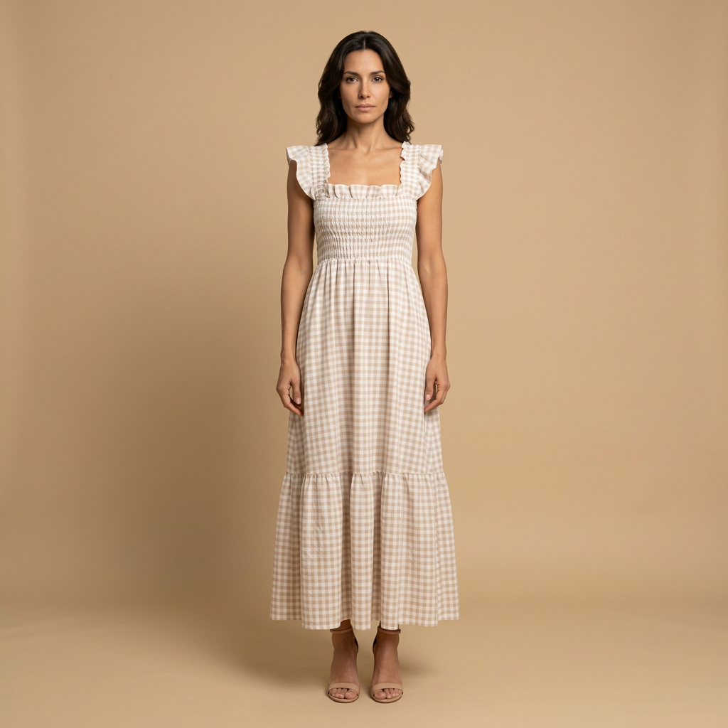 Vestido Largo Algodón Vichy Tirantes