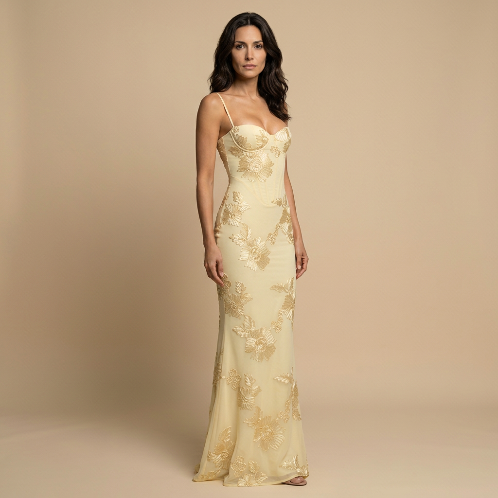 Vestido Largo Corsé Sirena Tul