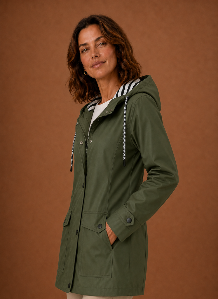Trench Mujer Capucha Otoño Invierno Clásico