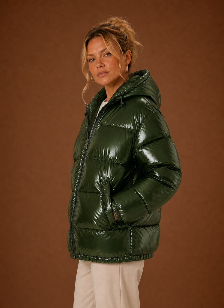 Chaqueta Acolchada Mujer Oversize Negra Cálida