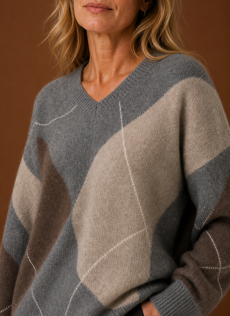 Jersey Oversize Mujer Estampado de Rombos