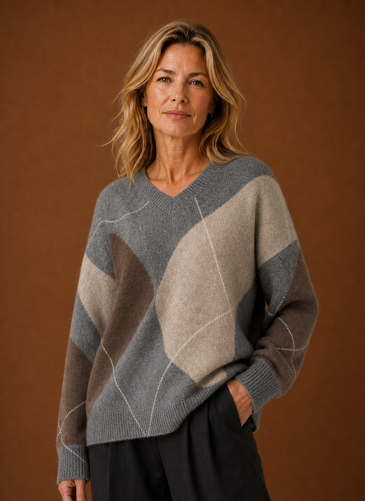Jersey Oversize Mujer Estampado de Rombos