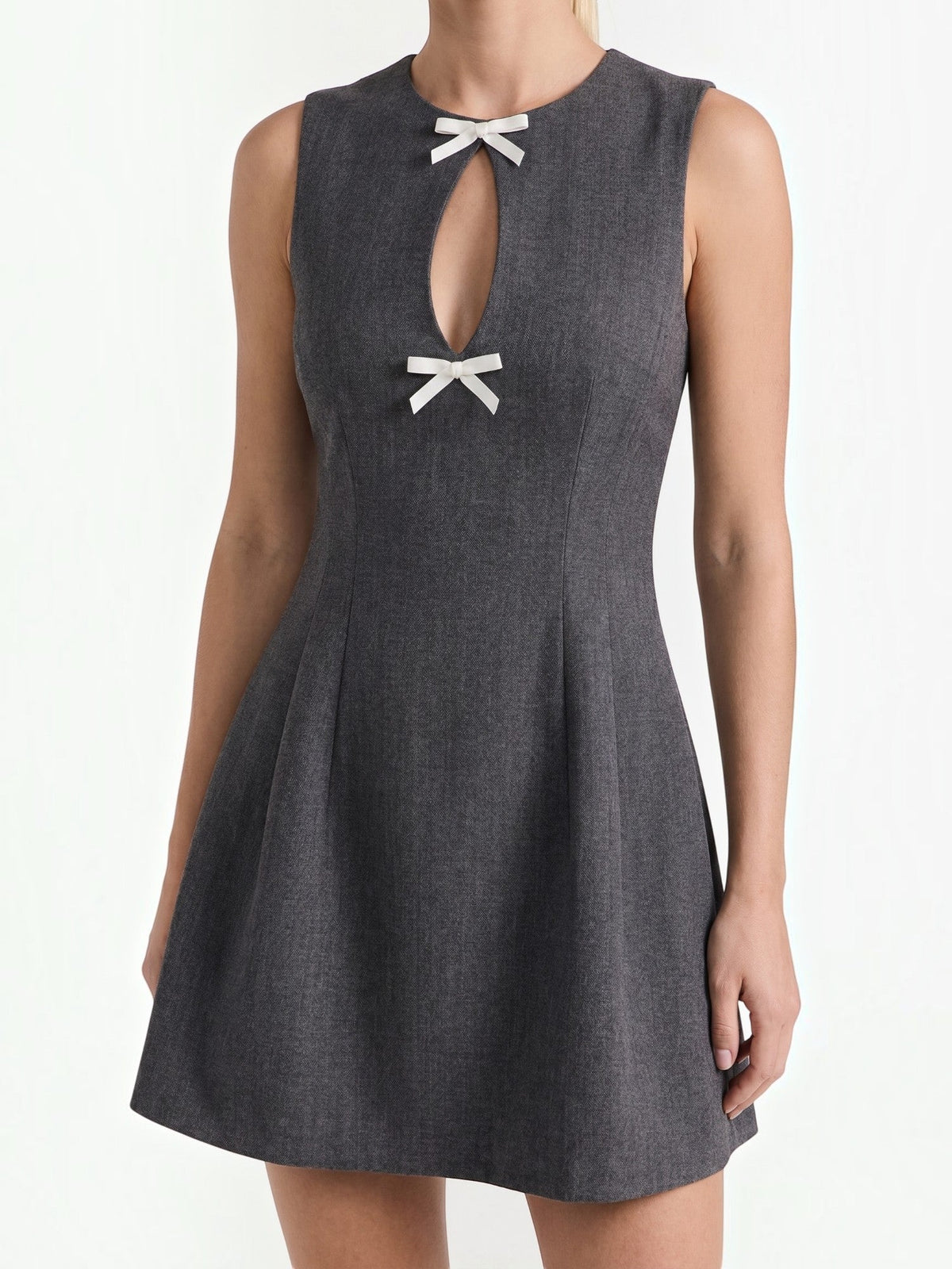 Vestido Corto Mujer en Línea A con Lazos Contrastados - Vista 8