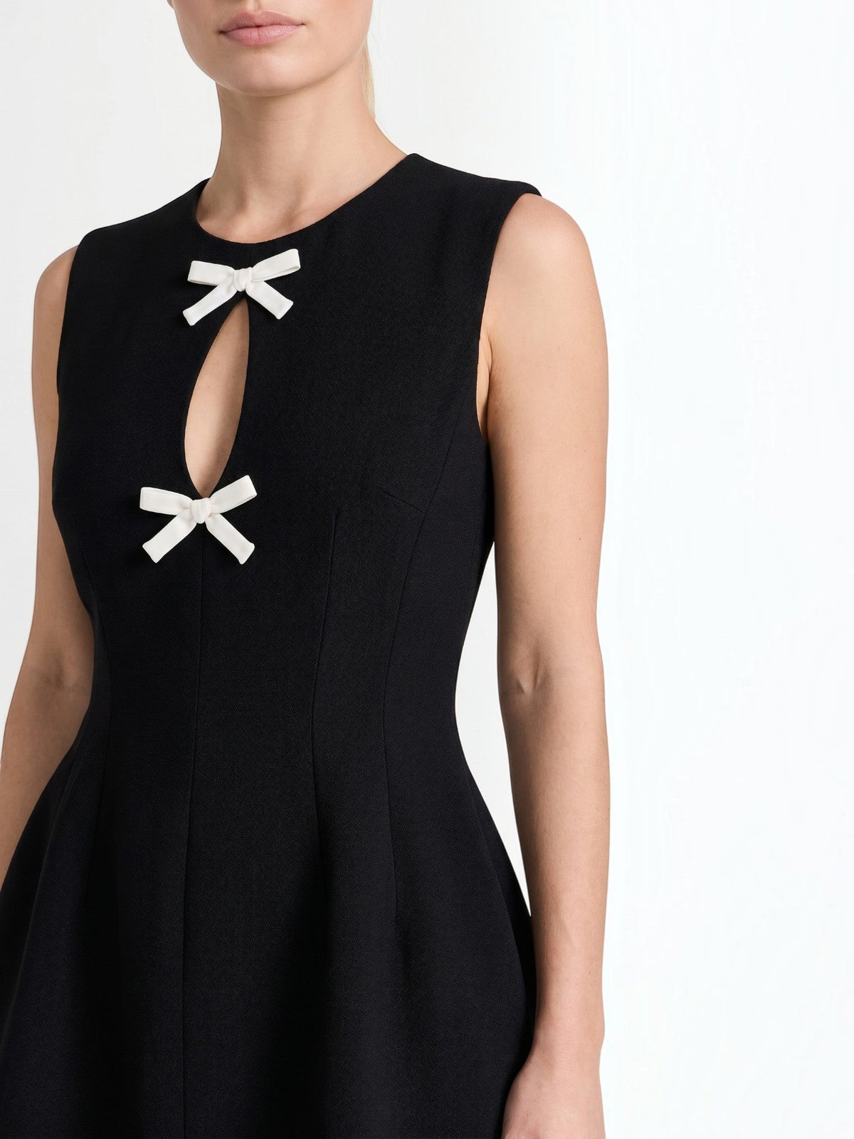 Vestido Corto Mujer en Línea A con Lazos Contrastados - Vista 3
